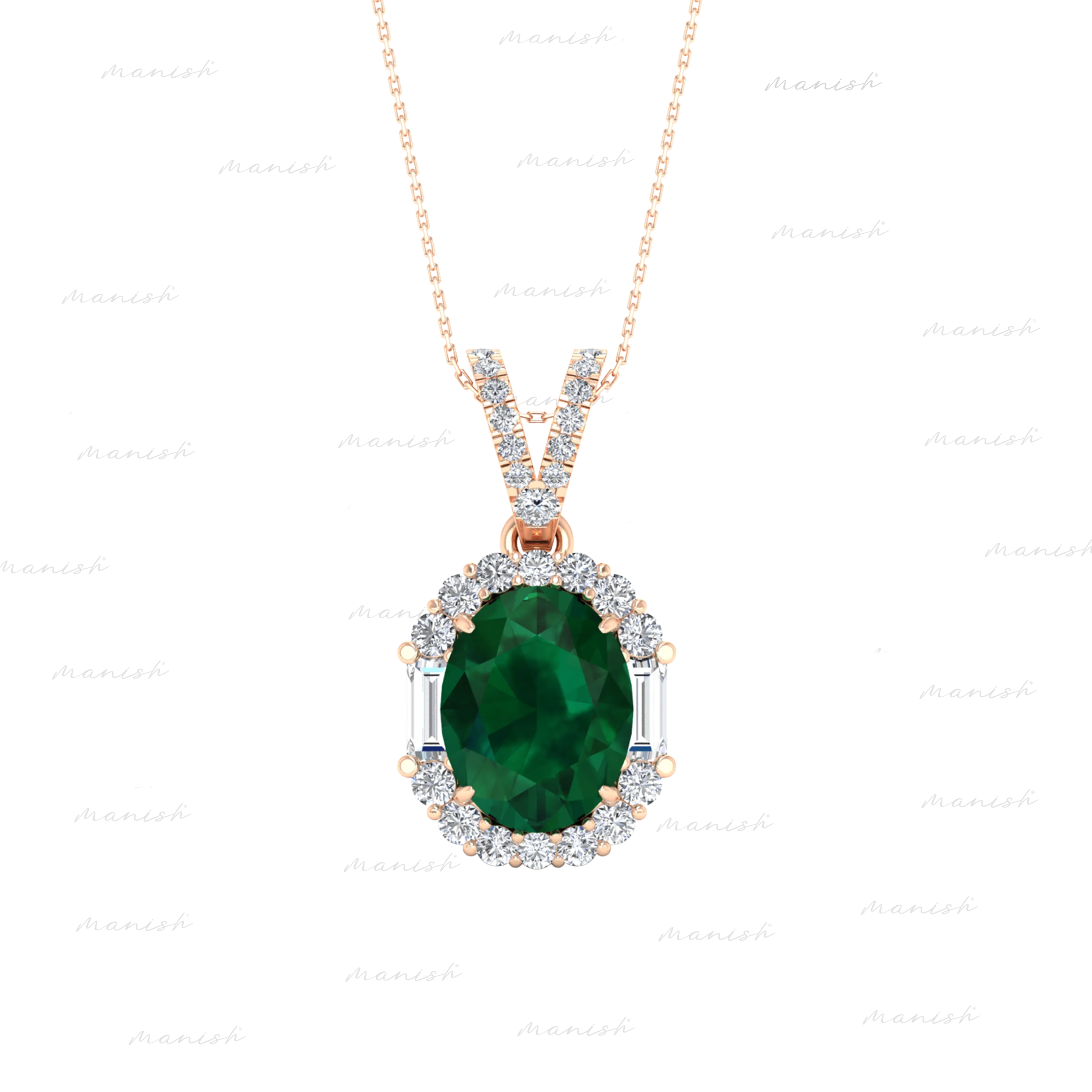 Ezri Diamond and Emerald Pendant